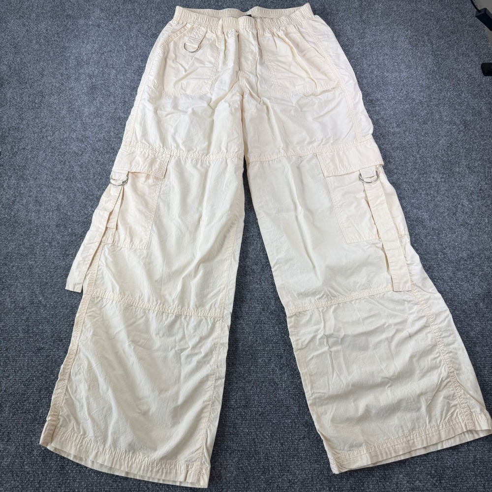 Wild Fable Cargo Pants Off-White Wide Leg Cotton D-Ring Small Y2K NWT